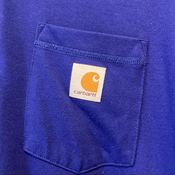 Carhartt Blue Relaxed Fit Short Sleeve 1/4 Button Polo Size XL - Picture 2 of 6